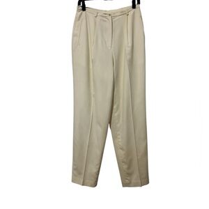 Vintage 100% Wool Cream Colored Tapered Trousers - Field Manor (Size 8)